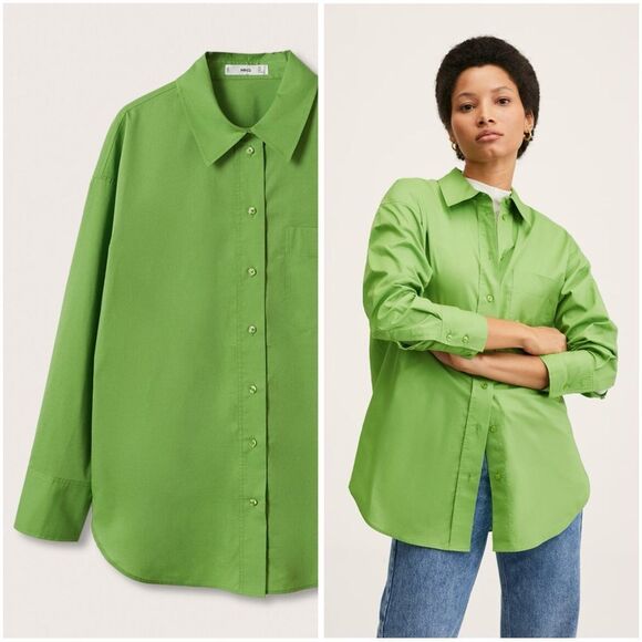Mango Oversized Cotton Poplin Shirt New - Picture 1 of 9